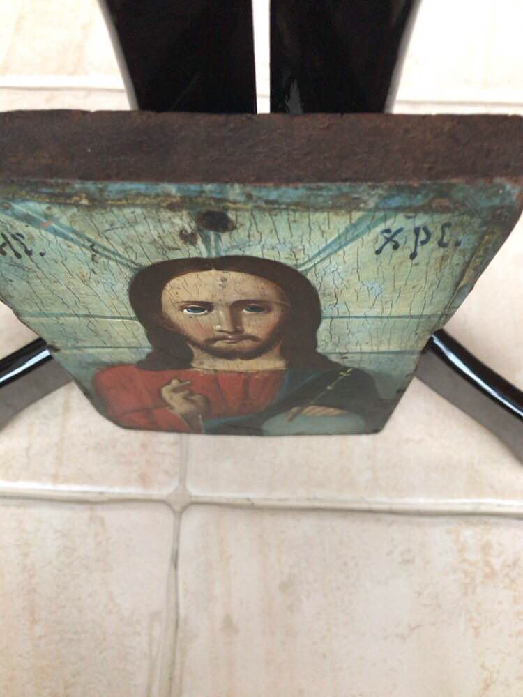 Antica icona ortodossa russa del Cristo Pantocrate, fine del XIX sec.