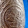 Bottle vase - Patinated brass - heron and flowers - Persia - Late 19th - early 20th century