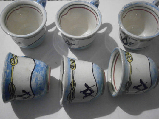 Freemasonry - coffee set with sugar bowl and milk jug hand painted - France - 20th century