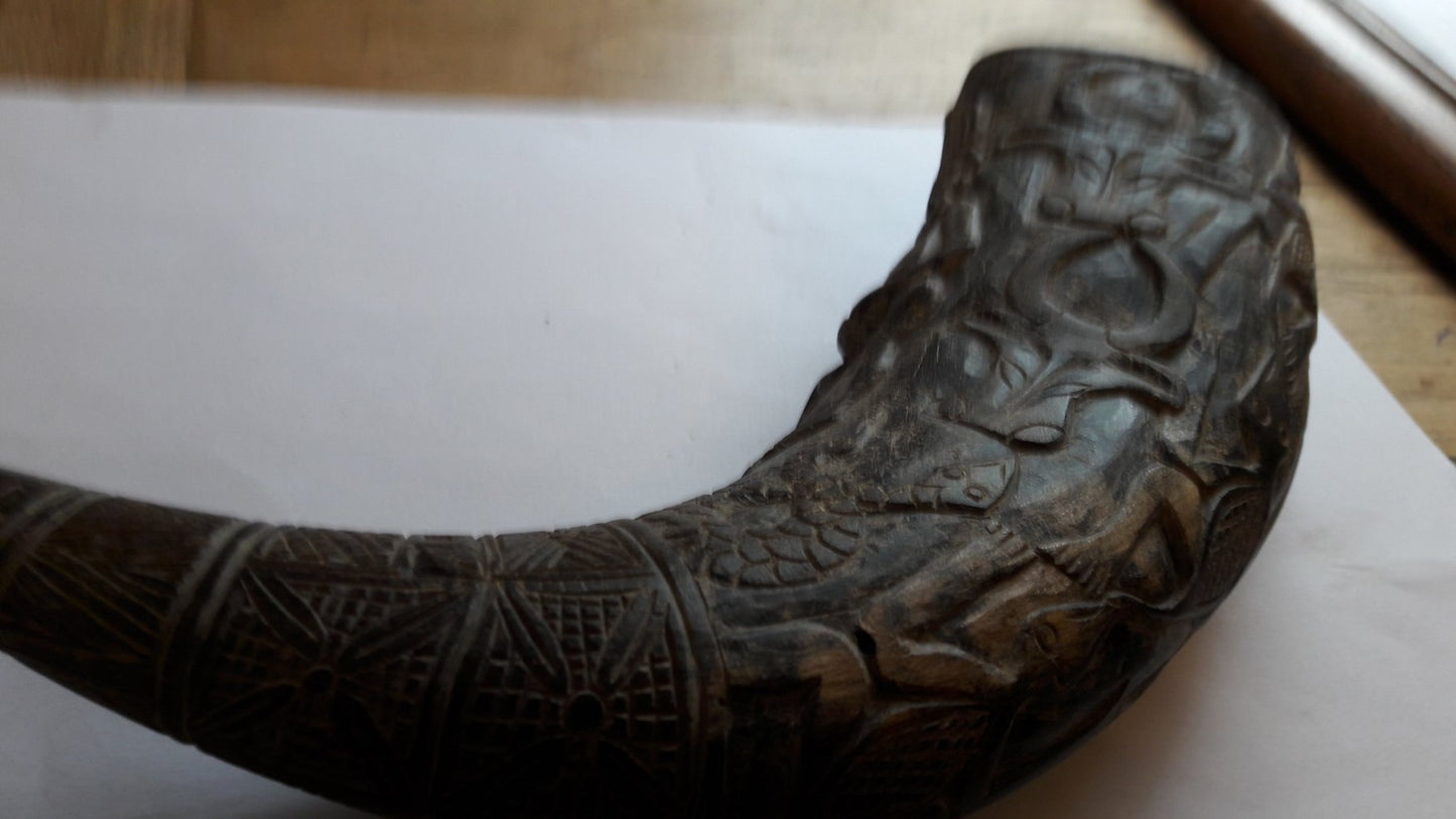 Carved Black Buffalo Horn – Bamun – Cameroon – Africa