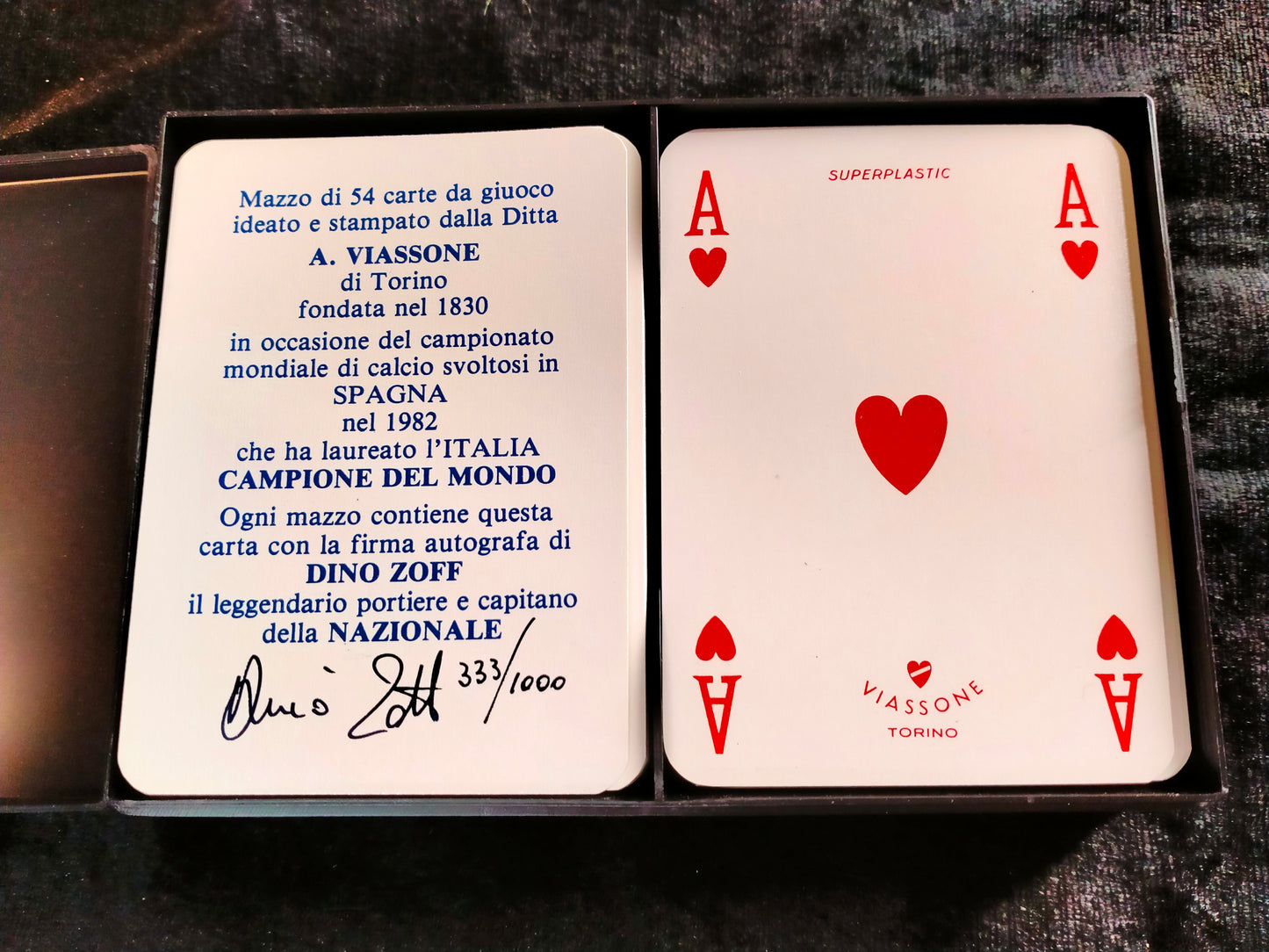 Carte da gioco “Italia campione del mondo”. Spagna 1982. Tiratura limitata a 1000 esemplari