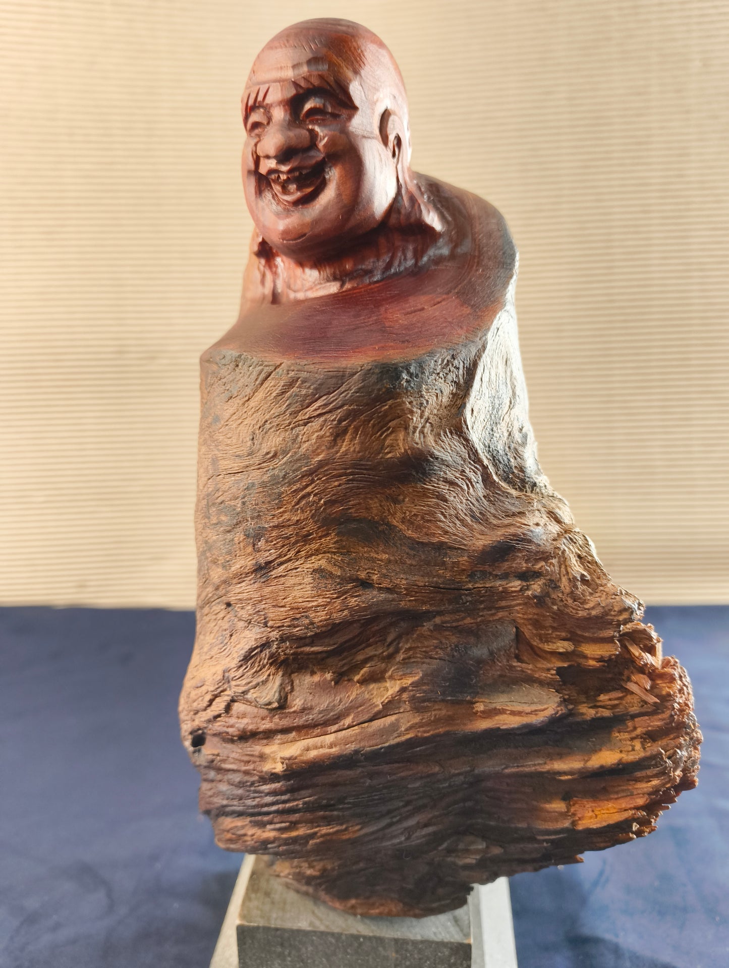 Statue - Palissandre - Bouddha rieur - Chine - Seconde moitié du XXe siècle