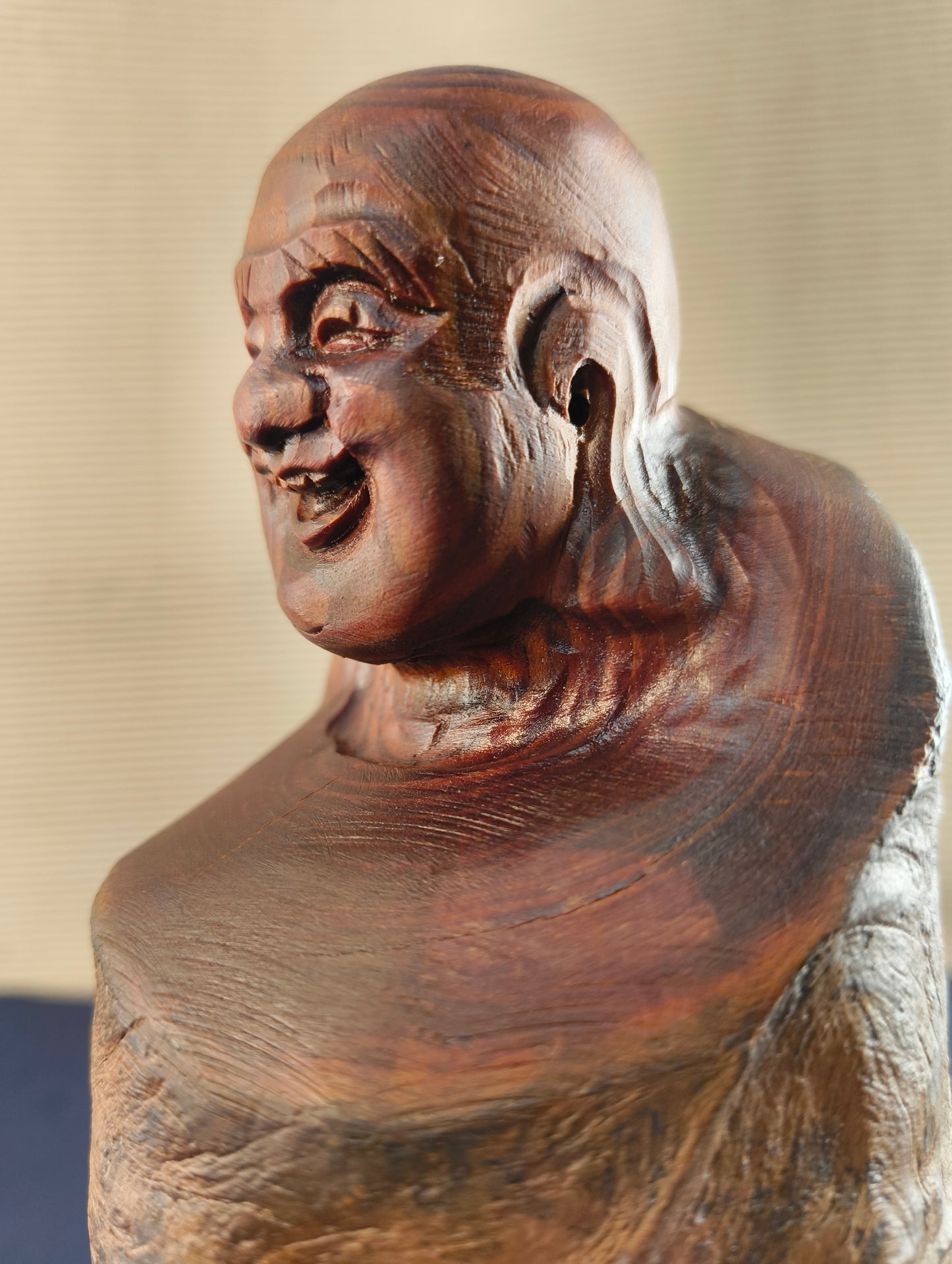 Statue - Palissandre - Bouddha rieur - Chine - Seconde moitié du XXe siècle
