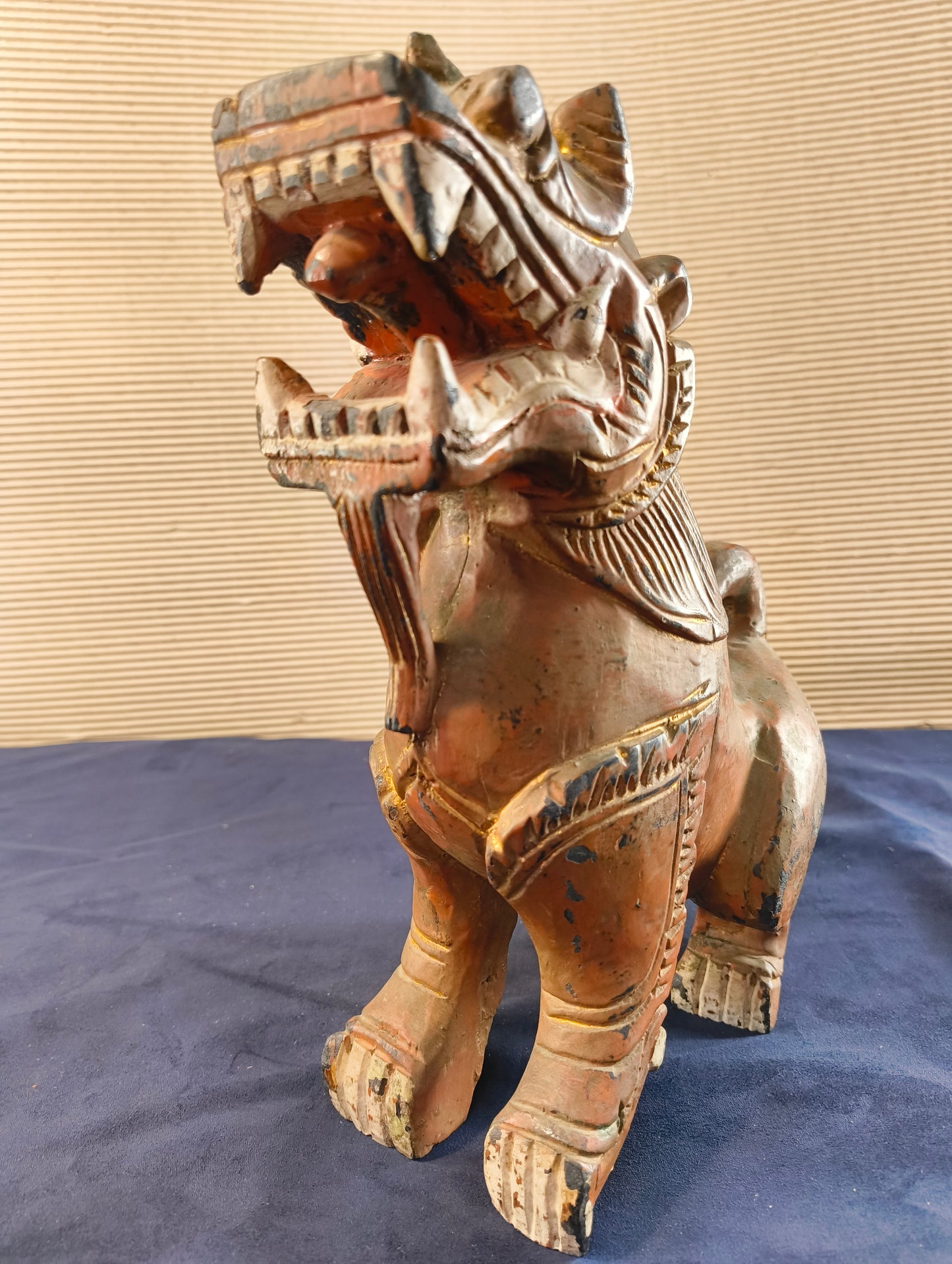 Cane di Foo stile Ming "Cane Leone guardiano - Shishi" legno policromo