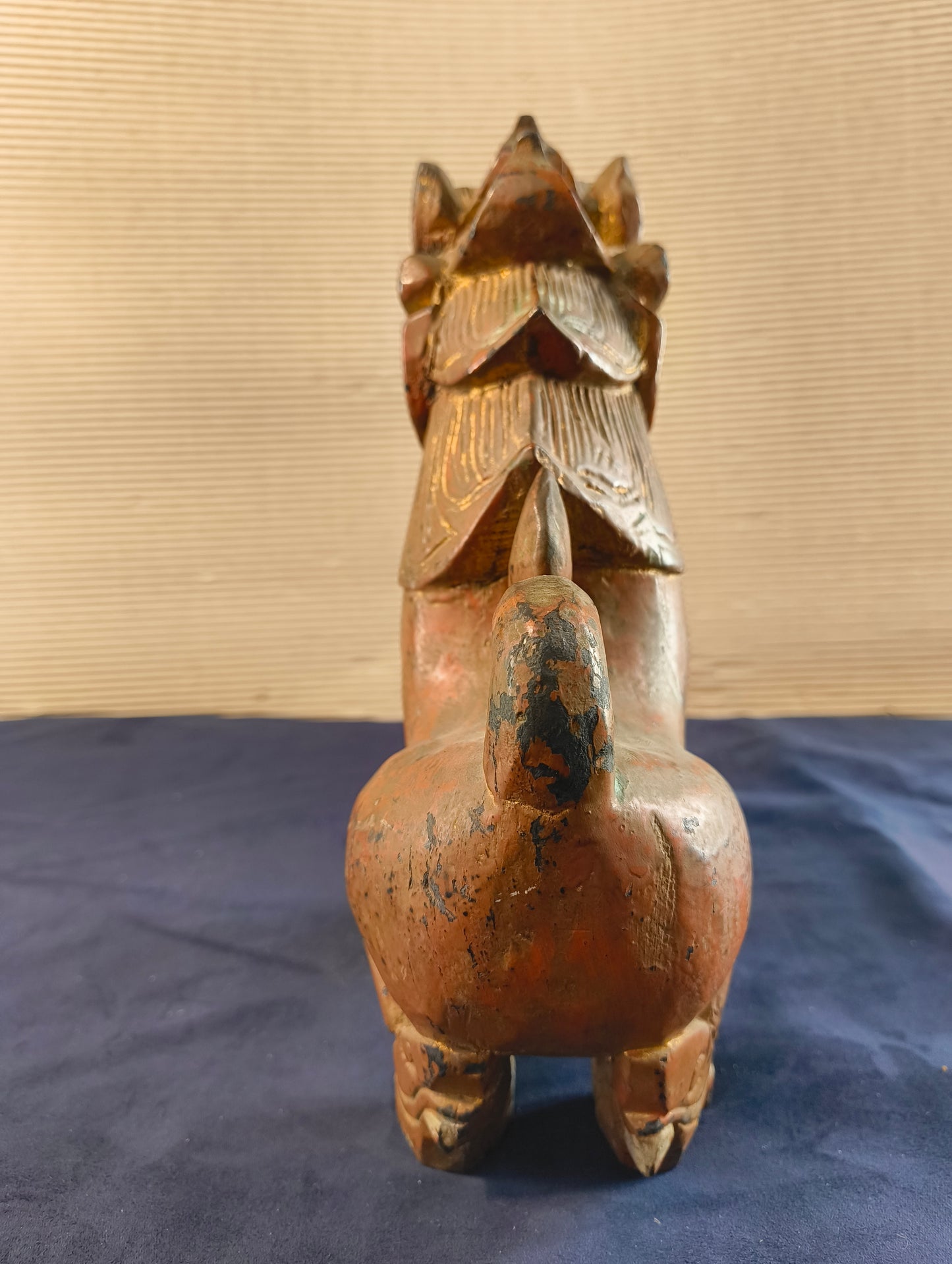 Cane di Foo stile Ming "Cane Leone guardiano - Shishi" legno policromo