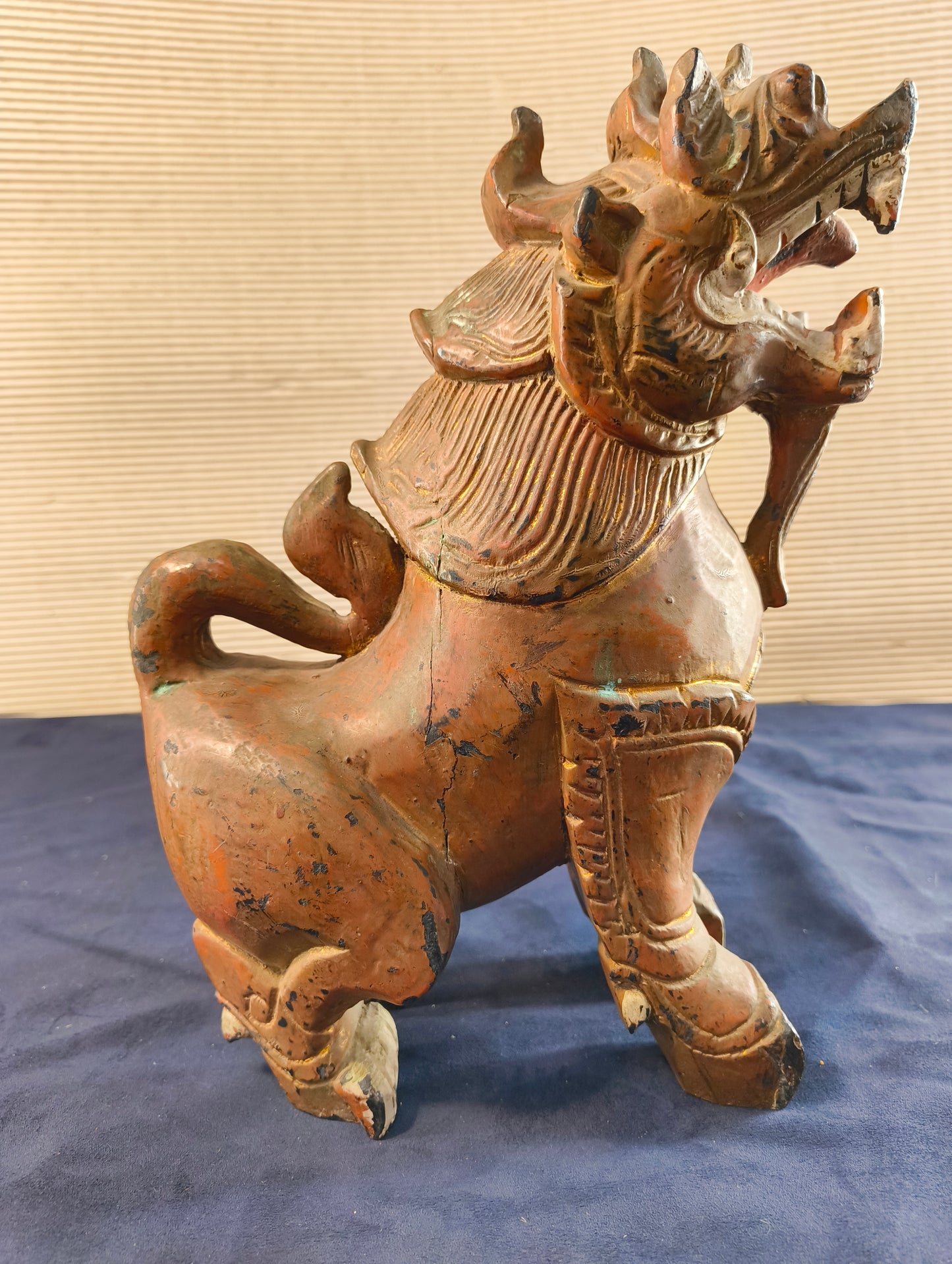 Cane di Foo stile Ming "Cane Leone guardiano - Shishi" legno policromo