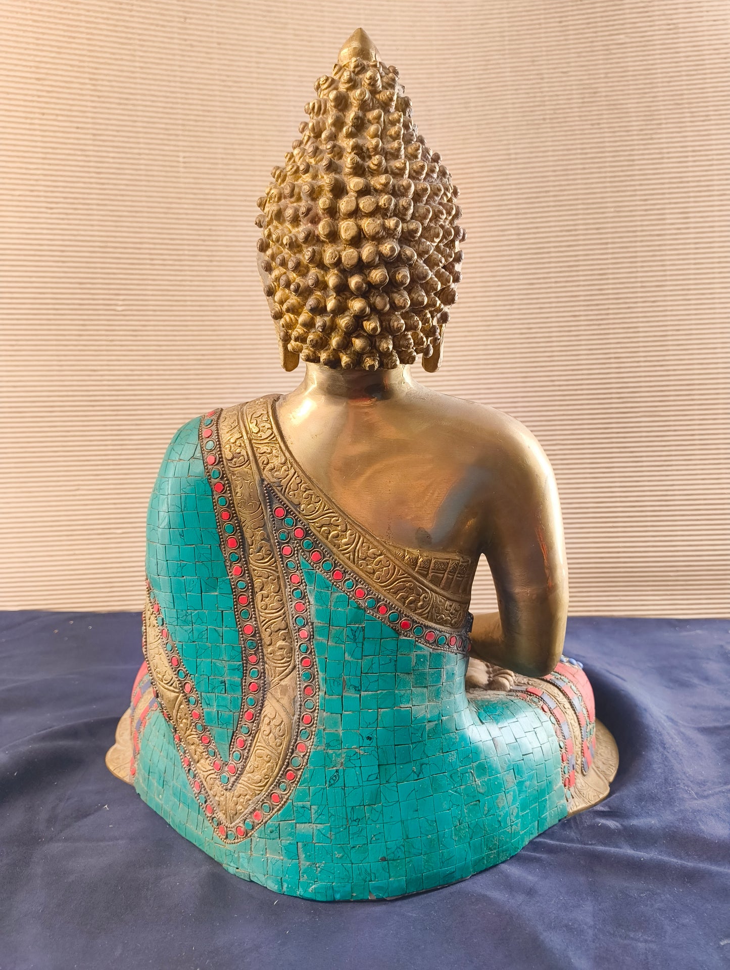 Buddha seduto in dhyanasana con ciotola per raccolta offerte - Ottone - Nepal - fine XX° sec.