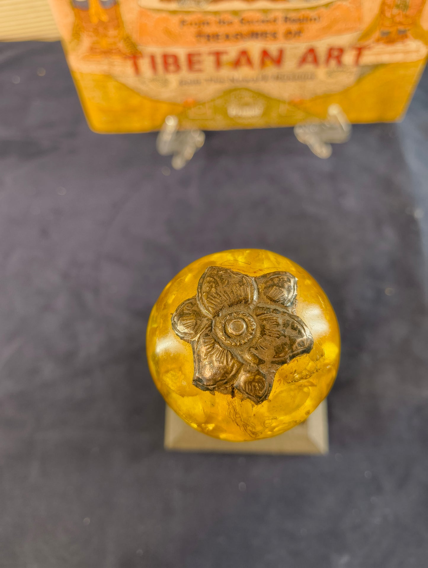 Antico timbro sigillo x ceralacca in lega Argento, Copale, Turchese - Tibet - 19° secolo