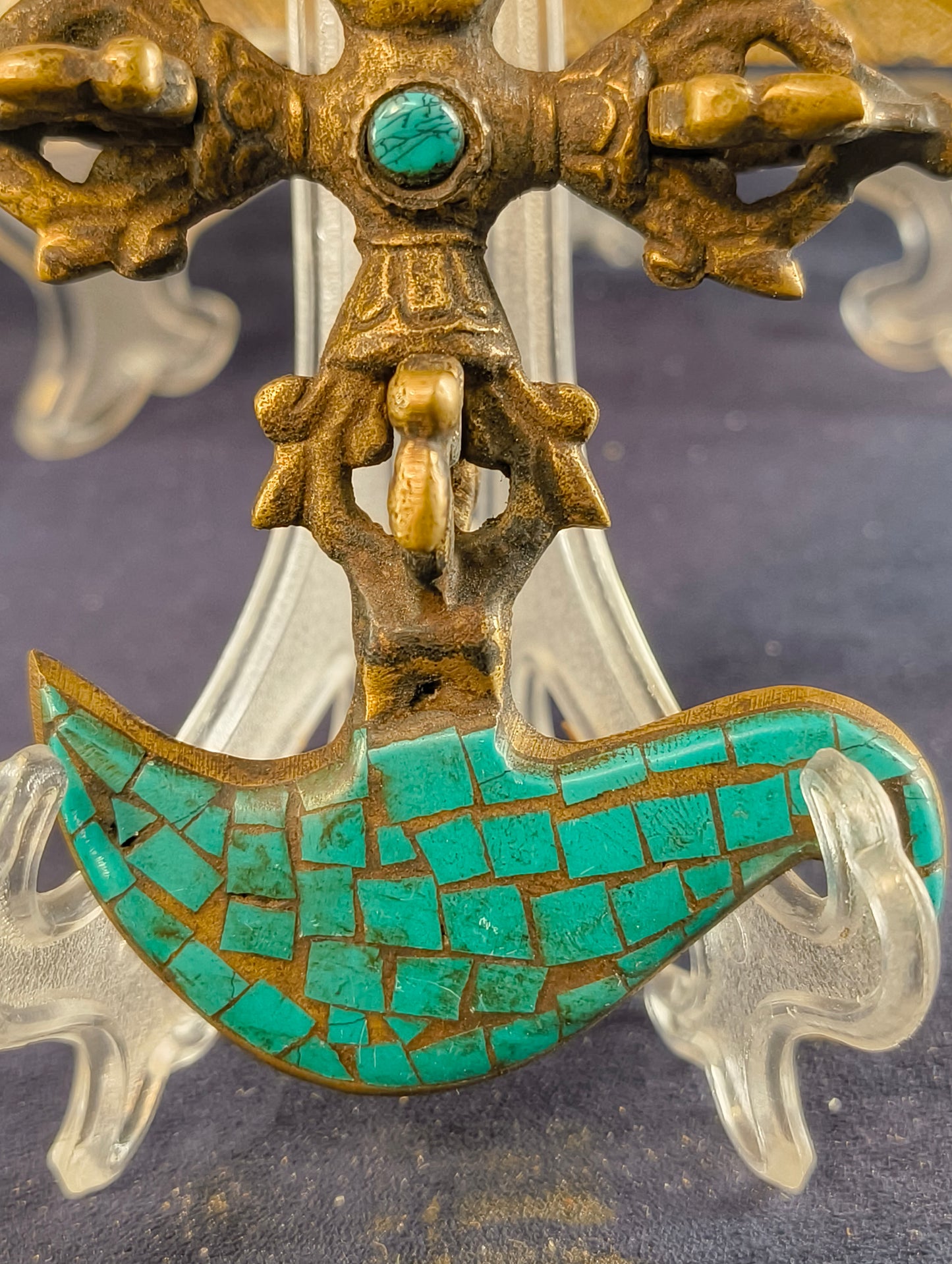 Doppio Vajra Kartika Vajrajogini - Tibet - fine XX° secolo Ottone - Turchese - Corallo
