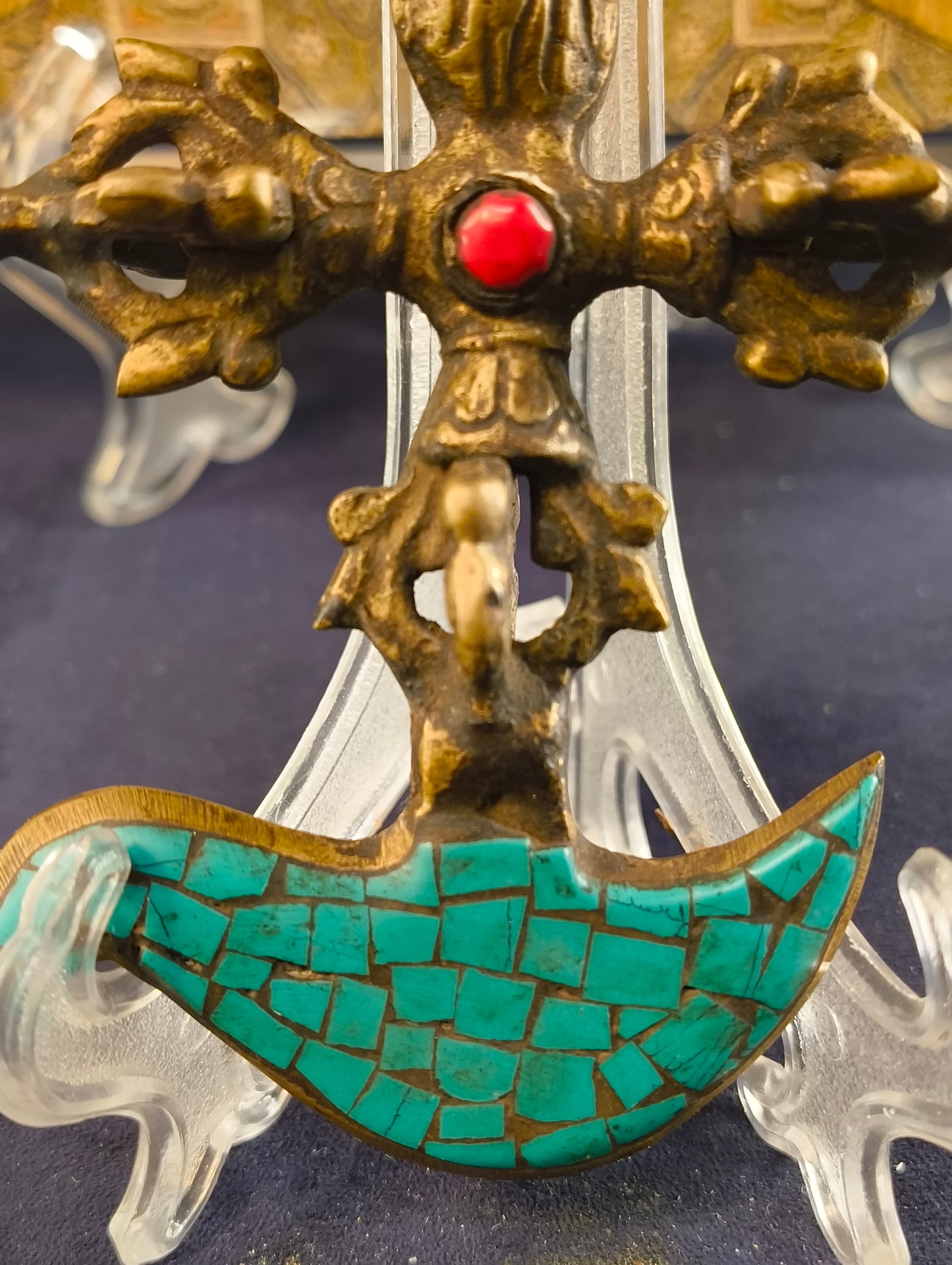 Doppio Vajra Kartika Vajrajogini - Tibet - fine XX° secolo Ottone - Turchese - Corallo