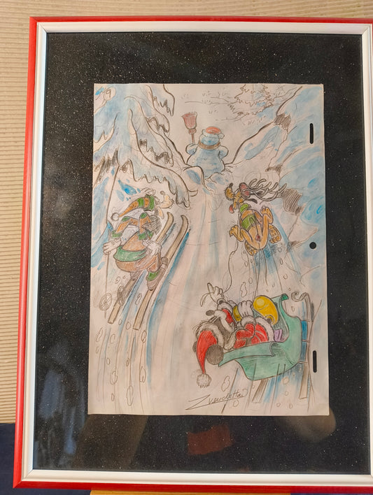 Pagina storia di Natale n° 9 di Topolino, Pluto e Pippo nella neve. Autore Z. Vendetta - 2016
