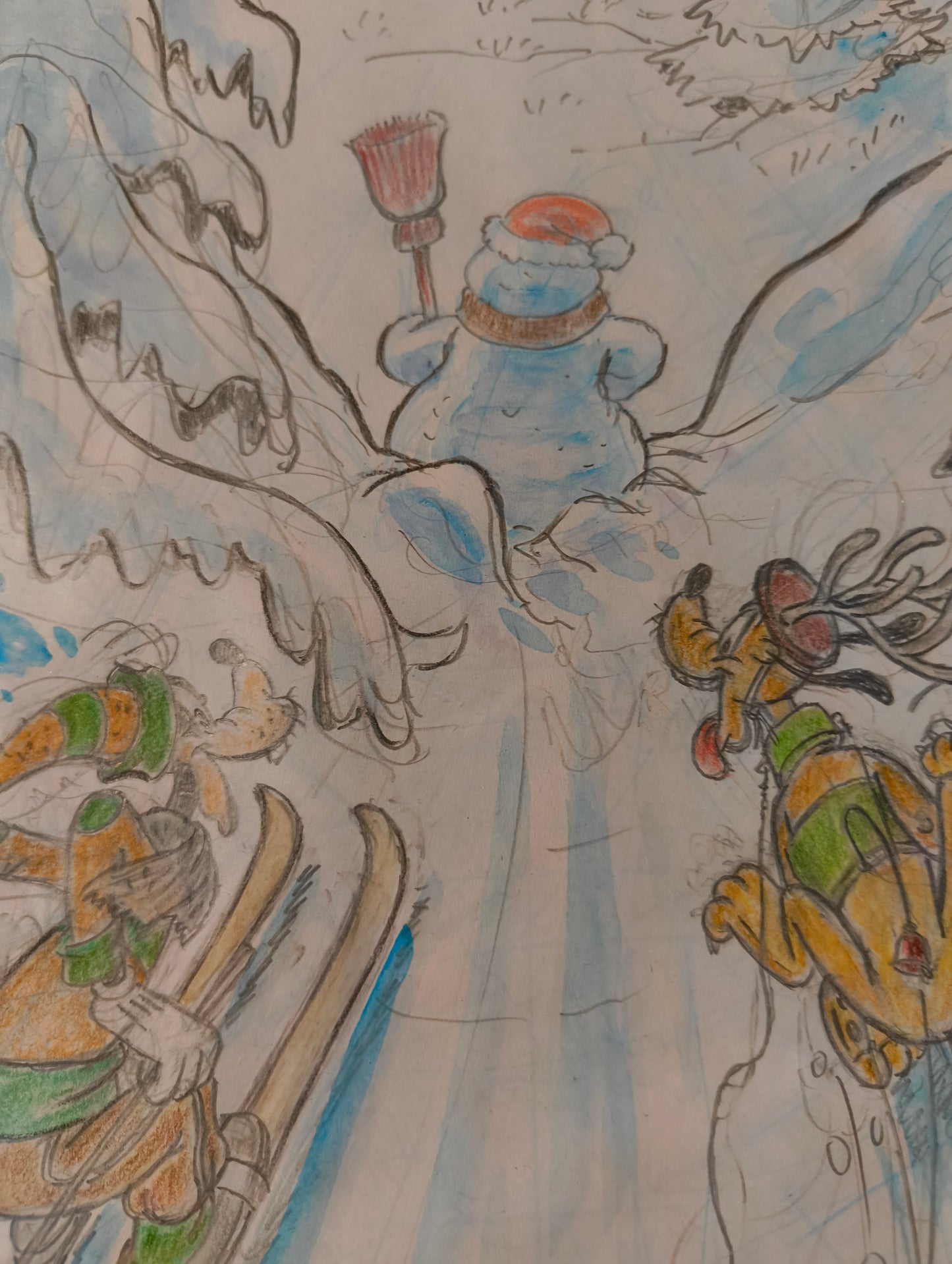 Pagina storia di Natale n° 9 di Topolino, Pluto e Pippo nella neve. Autore Z. Vendetta - 2016