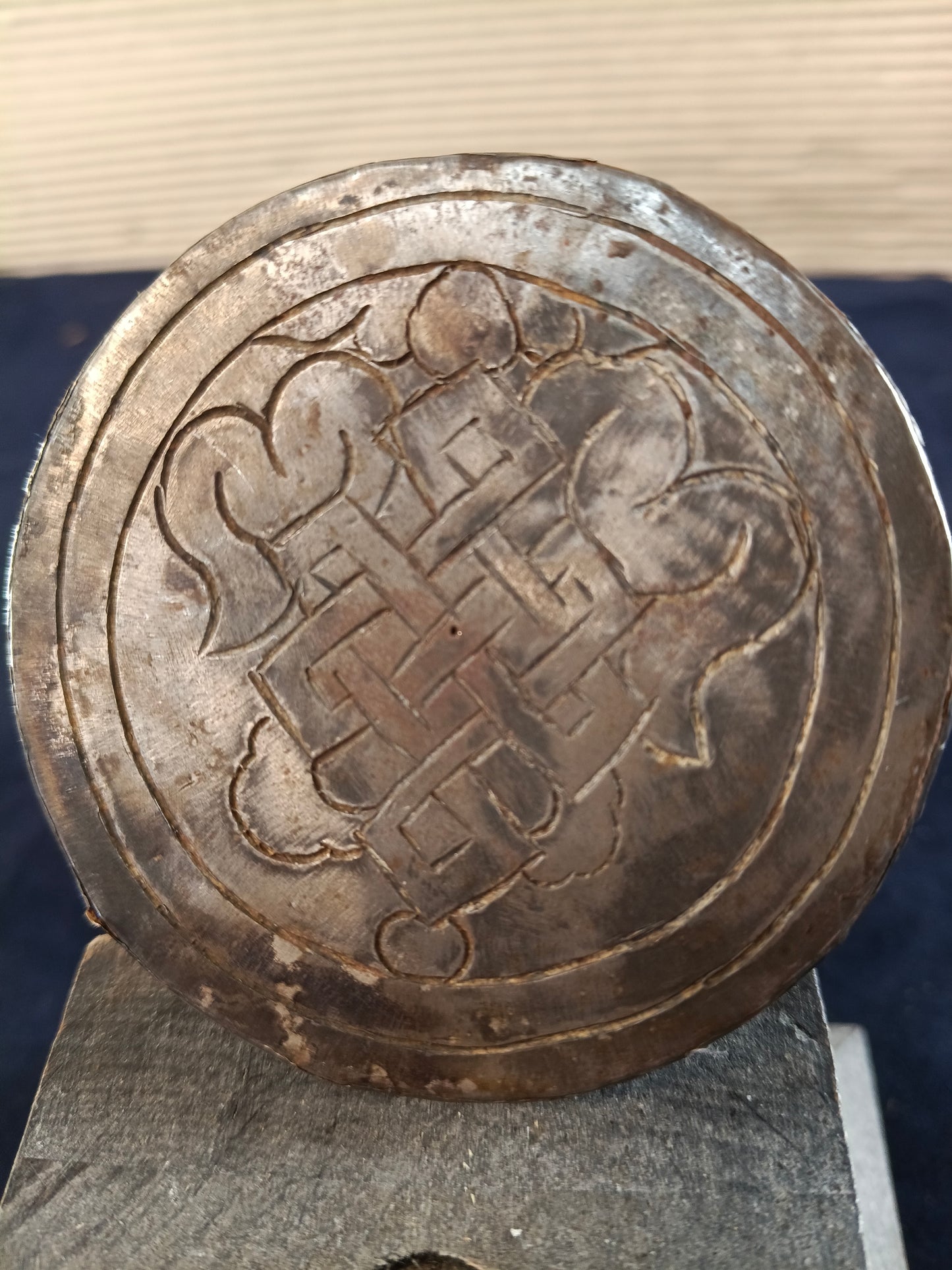 Antico timbro sigillo x ceralacca in lega Argento, Copale, Turchese - Tibet - 19° secolo