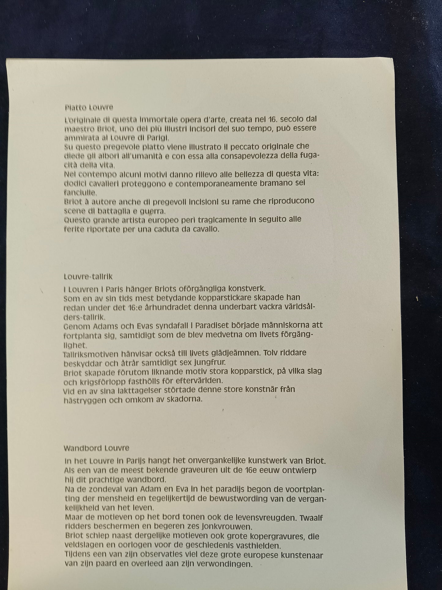 Grande piatto in peltro dell’azienda tedesca Berendsohn - Maestro Briot - Copia al Louvre
