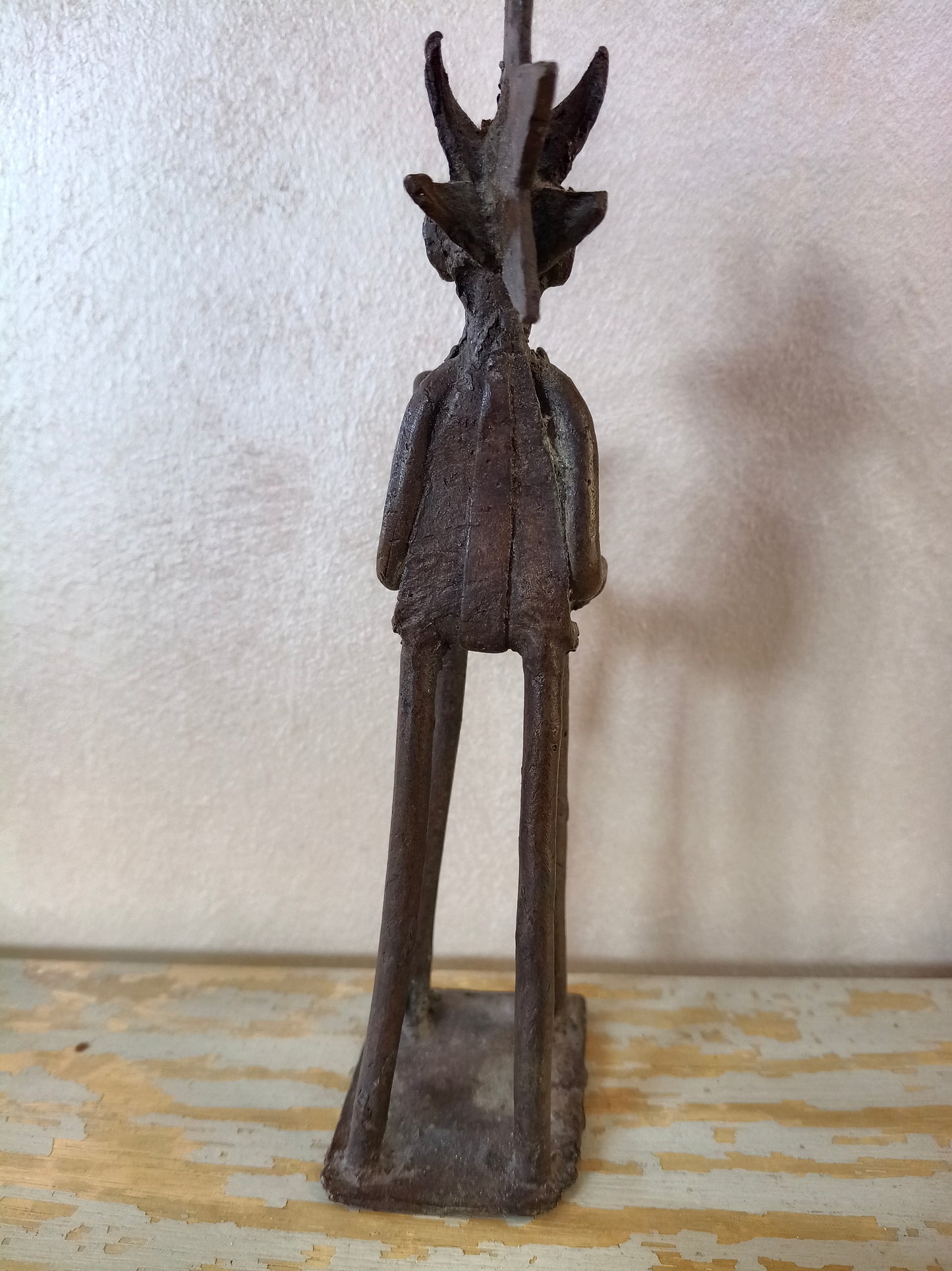 Scultura in bronzo figura antropomorfa con testa stellata – Arte Akan (Ghana, Costa d’Avorio)