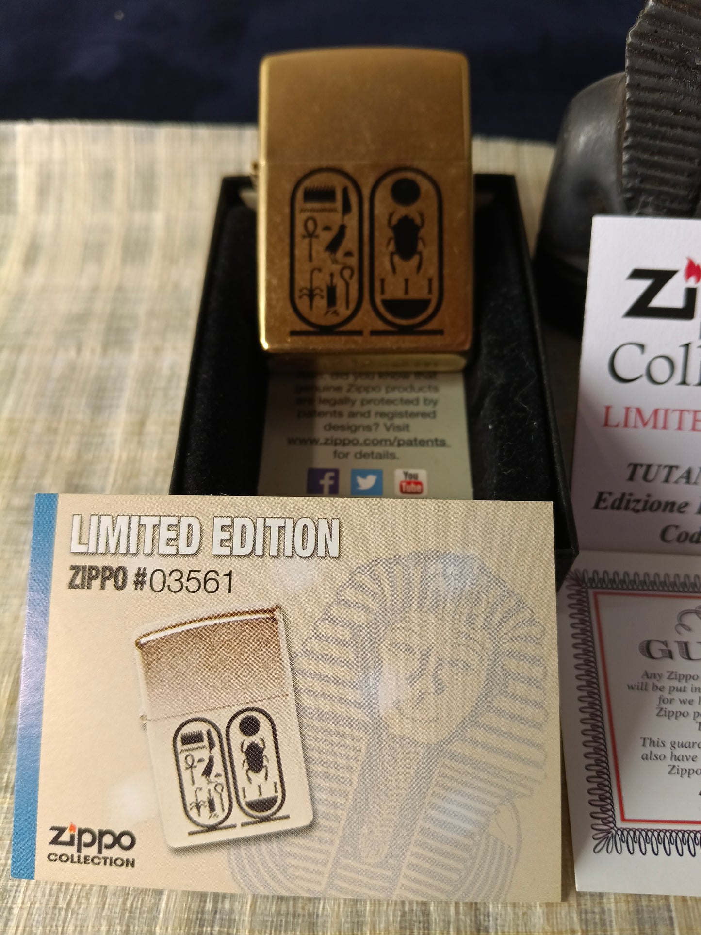 Accendino Zippo Tutamkhamen con statuetta faraone - U.S.A. -Egitto - 2016