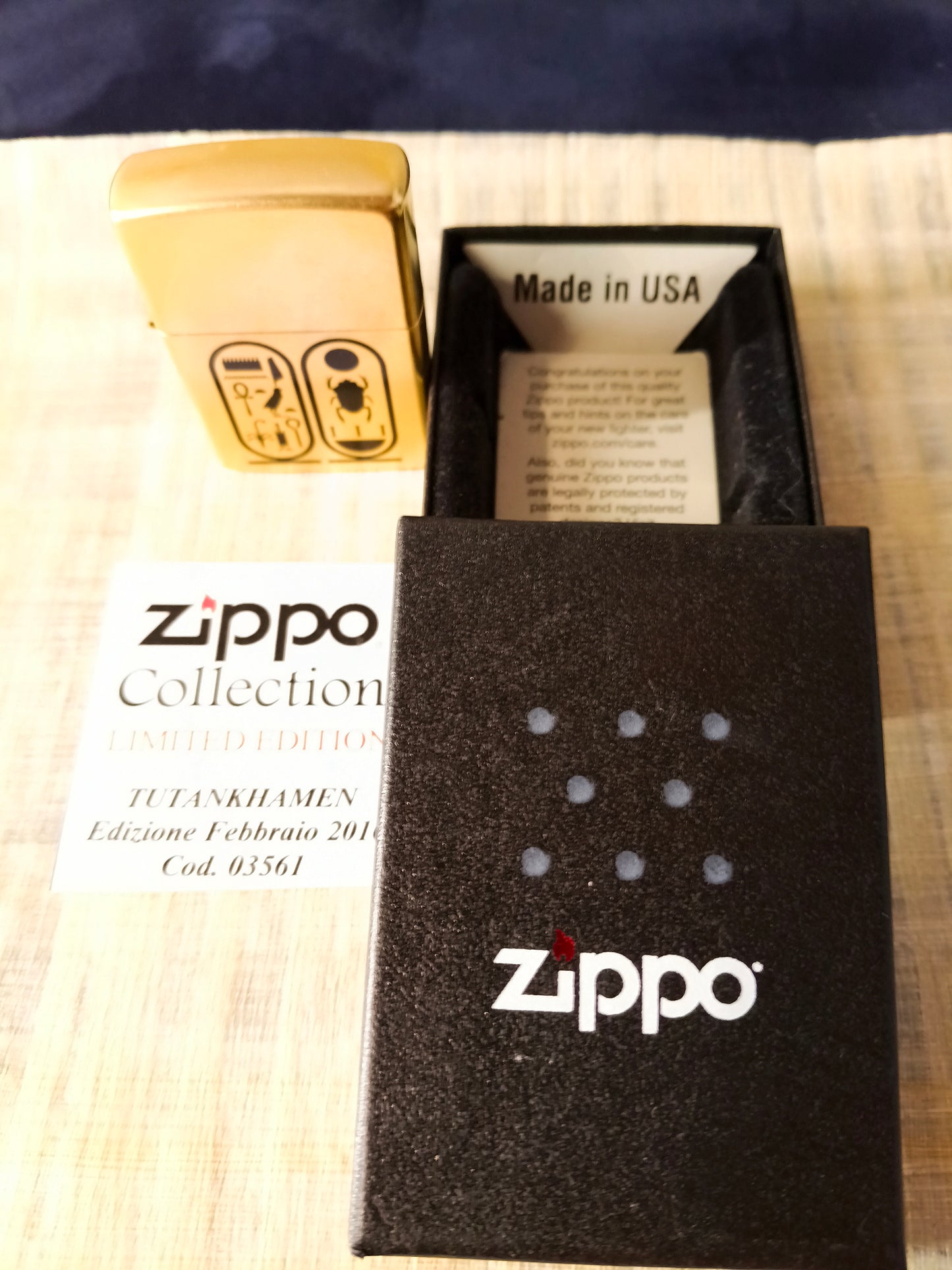 Accendino Zippo Tutamkhamen con statuetta faraone - U.S.A. -Egitto - 2016