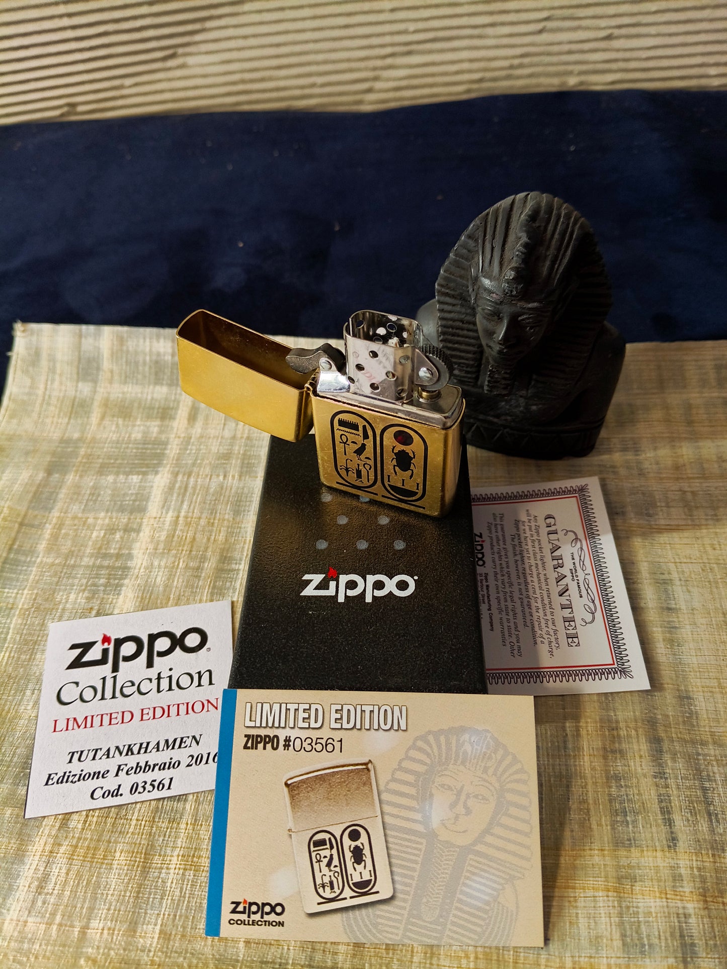 Accendino Zippo Tutamkhamen con statuetta faraone - U.S.A. -Egitto - 2016