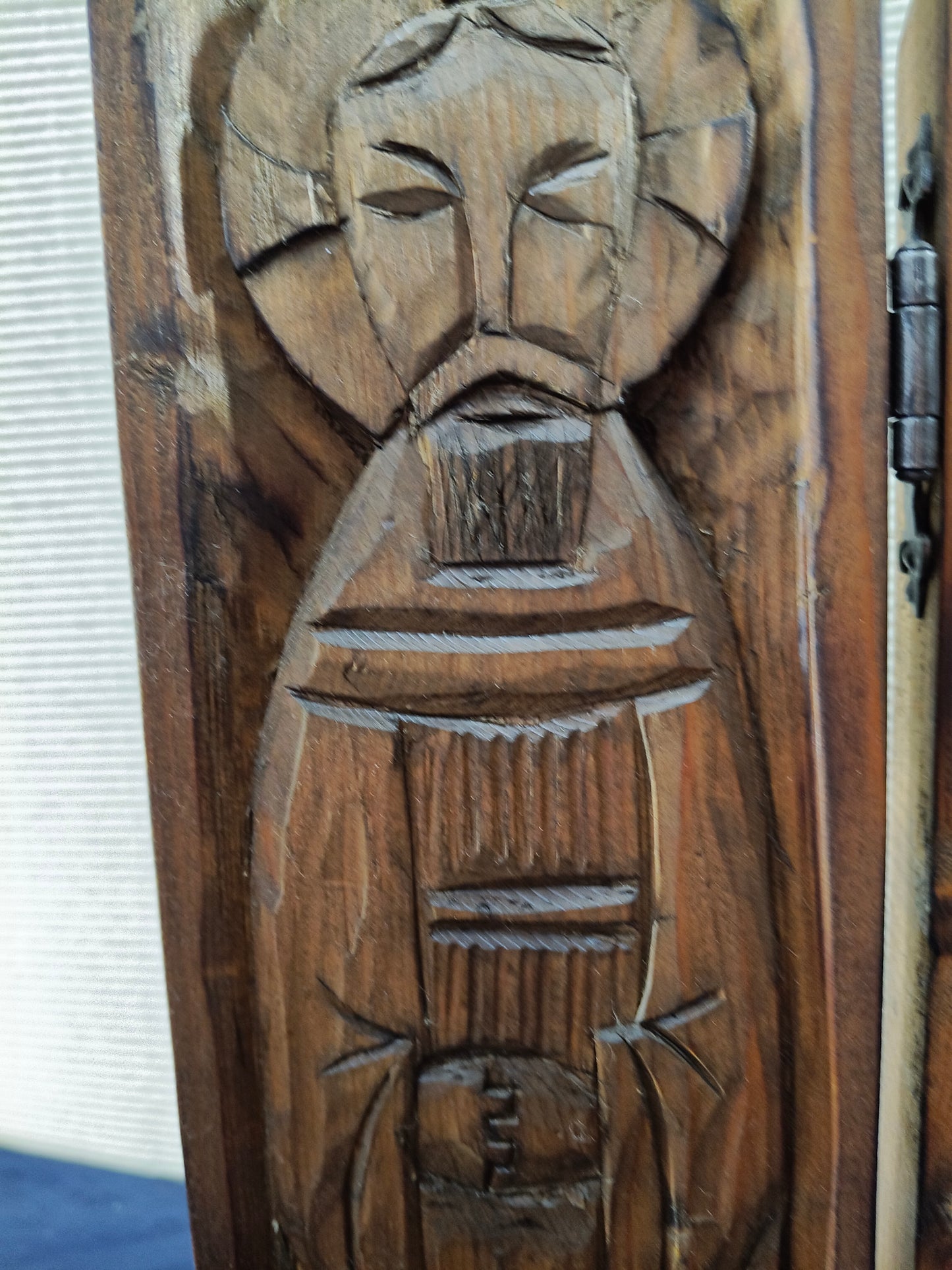 Icona trittico in legno Madonna di Kazan e due Santi - 1920/1930 - Francia del Nord