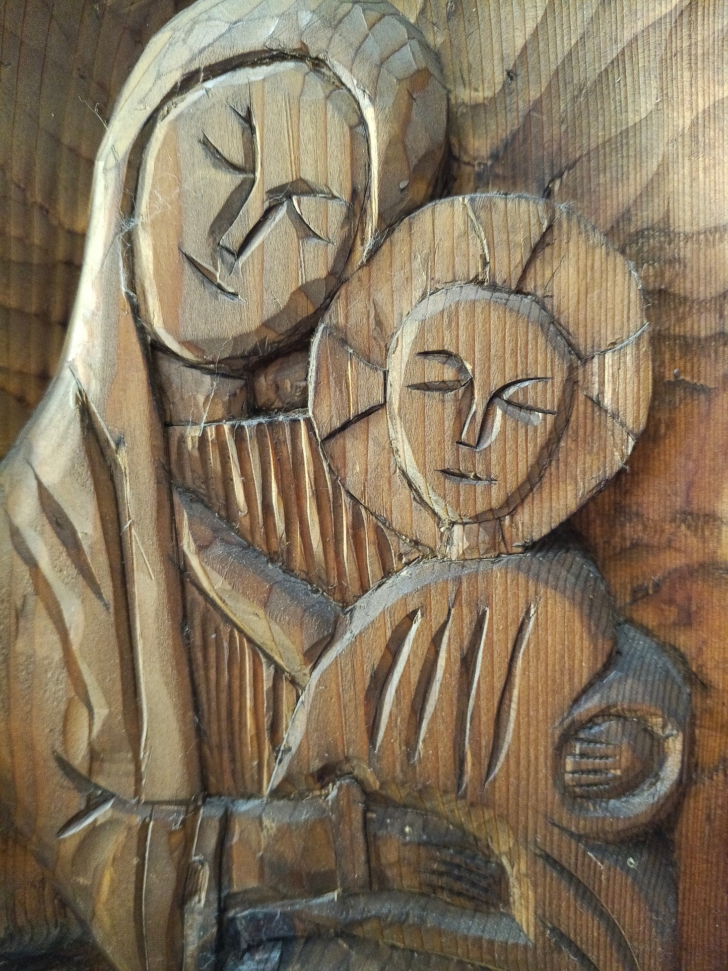 Icona trittico in legno Madonna di Kazan e due Santi - 1920/1930 - Francia del Nord