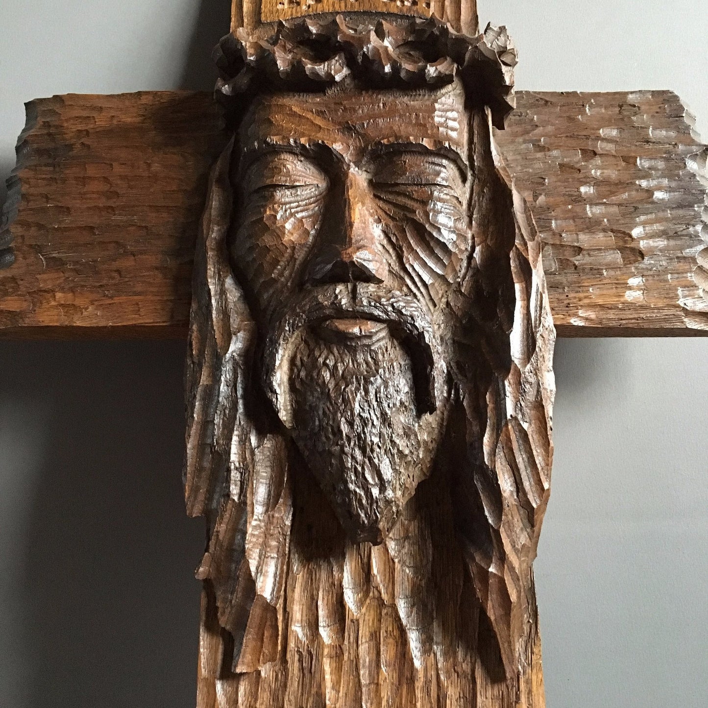 Large Crucifix - Flemish Wooden Sculpture - 61 cm - First half of the 20th century