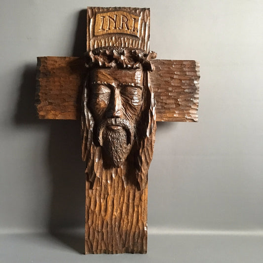 Large Crucifix - Flemish Wooden Sculpture - 61 cm - First half of the 20th century