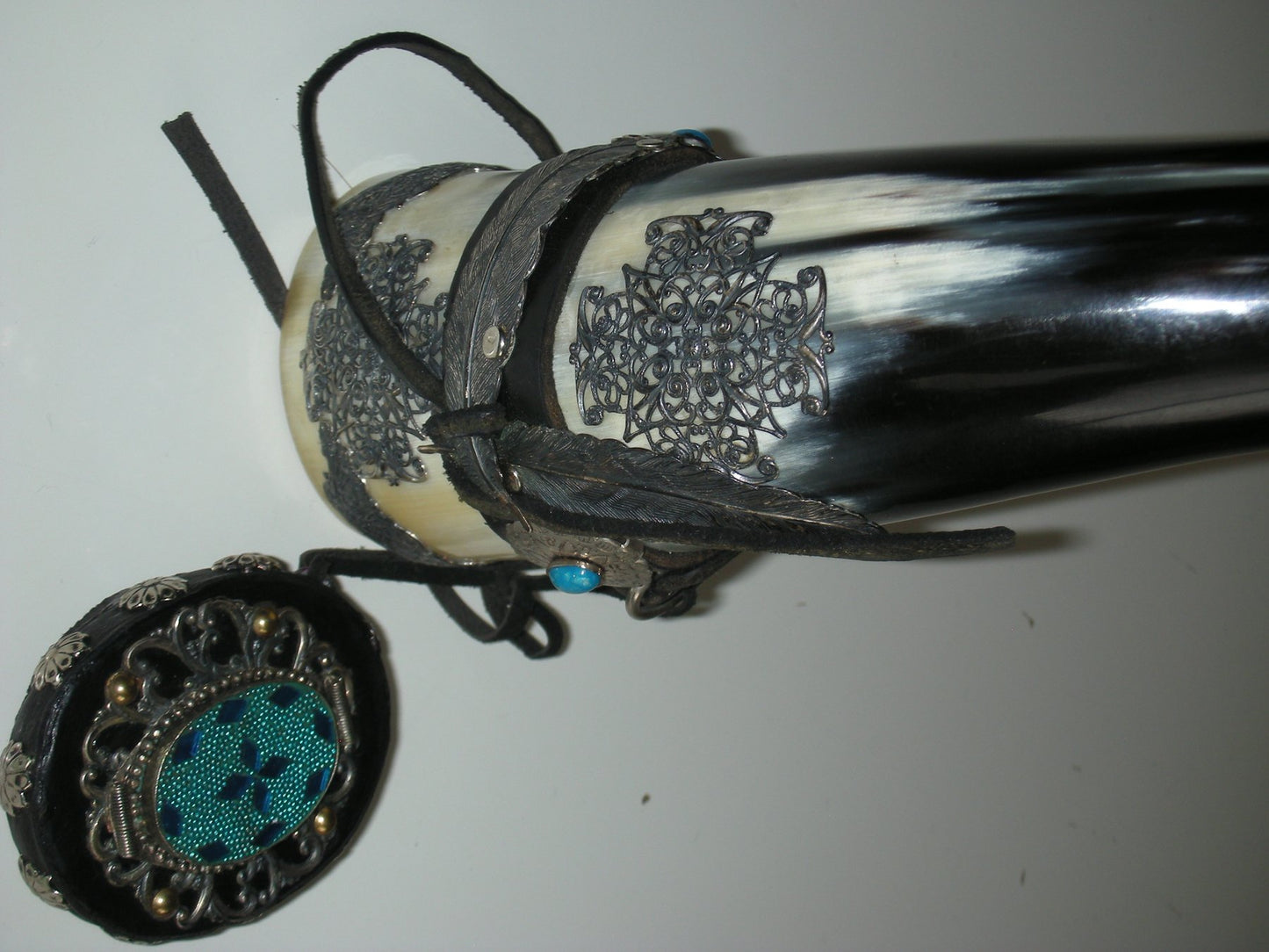 Buffalo horn container for sacred herbs - Cherokee - Oklahoma - USA early 21st century.