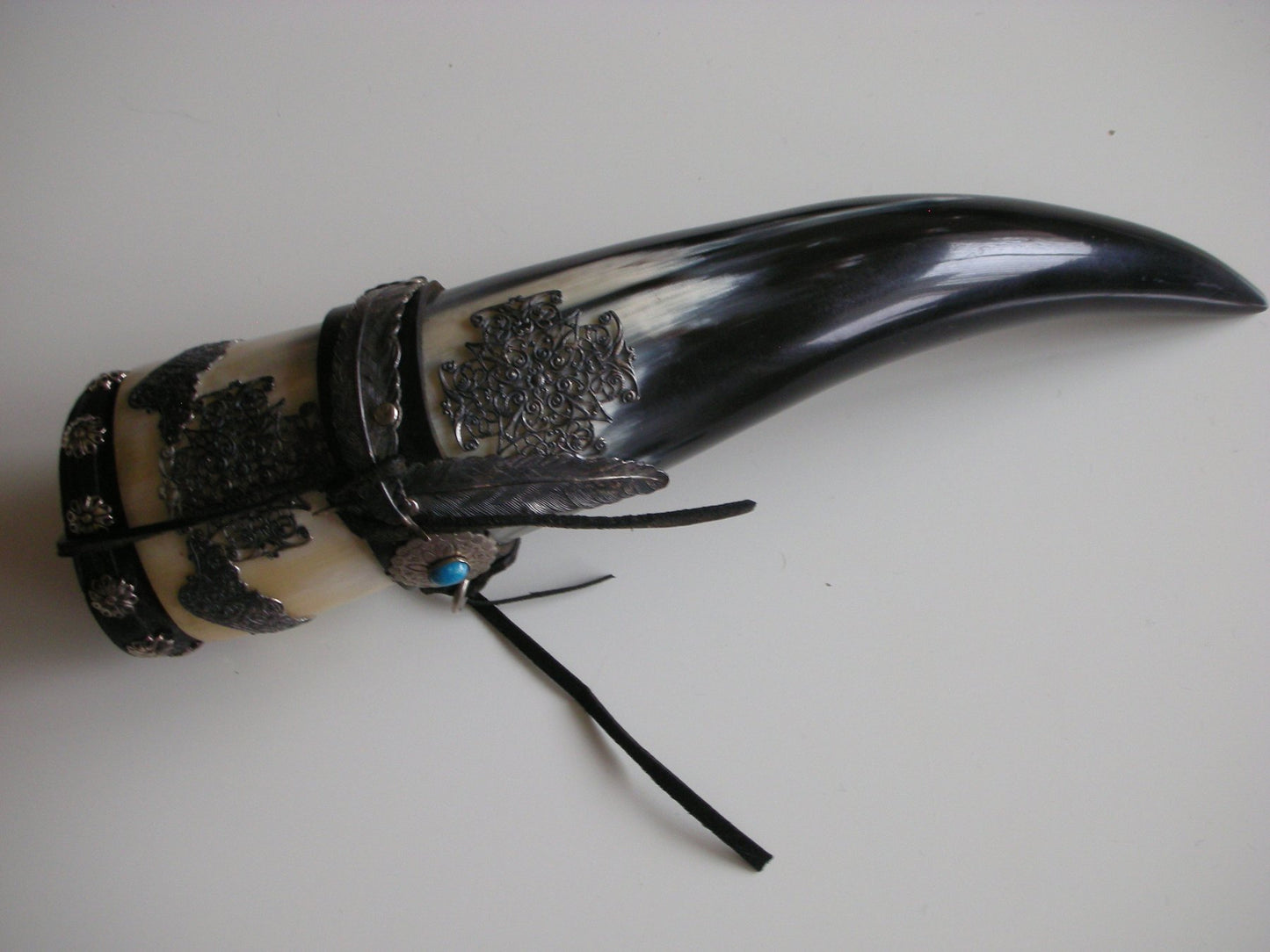 Buffalo horn container for sacred herbs - Cherokee - Oklahoma - USA early 21st century.