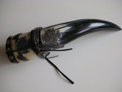 Buffalo horn container for sacred herbs - Cherokee - Oklahoma - USA early 21st century.