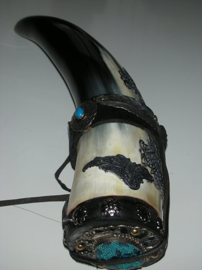 Buffalo horn container for sacred herbs - Cherokee - Oklahoma - USA early 21st century.