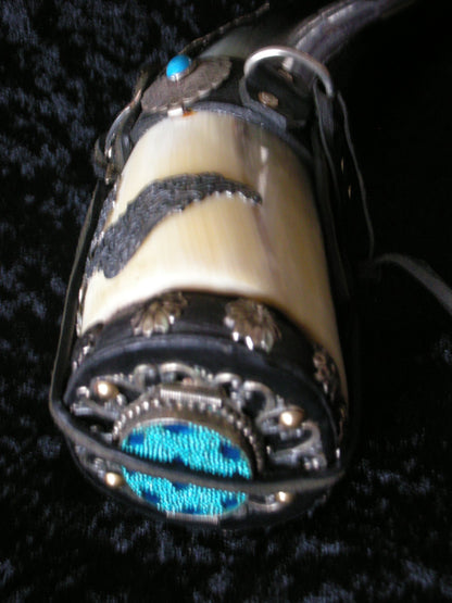 Buffalo horn container for sacred herbs - Cherokee - Oklahoma - USA early 21st century.