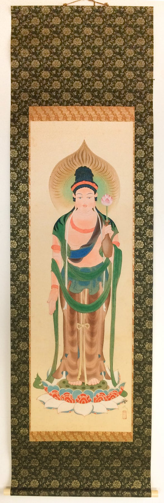 Large Painting (Kakejiku) on Scroll of "Guanyin Bodhisattva - Mid 20th Century - Japan 