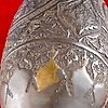 Bottle vase - Patinated brass - heron and flowers - Persia - Late 19th - early 20th century