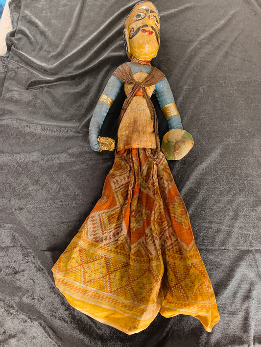 Antique Indian puppet statuette “Warrior King” first half of the 18th century.