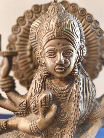 Durga with Tiger - Statue - Patinated bronze - India - Second half of the 20th century
