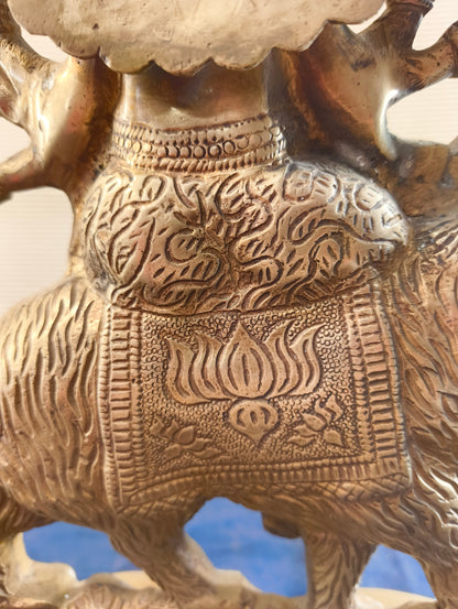 Durga with Tiger - Statue - Patinated bronze - India - Second half of the 20th century