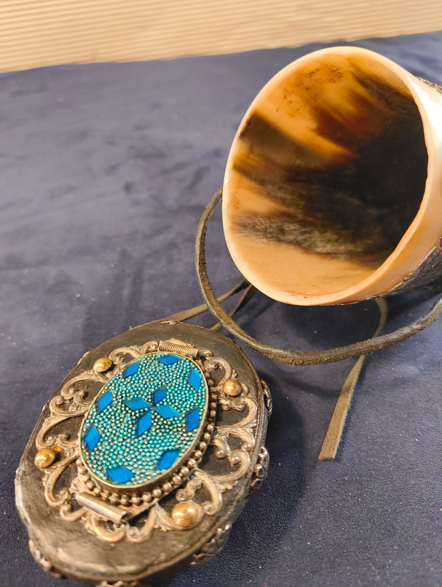 Buffalo horn container for sacred herbs - Cherokee - Oklahoma - USA early 21st century.