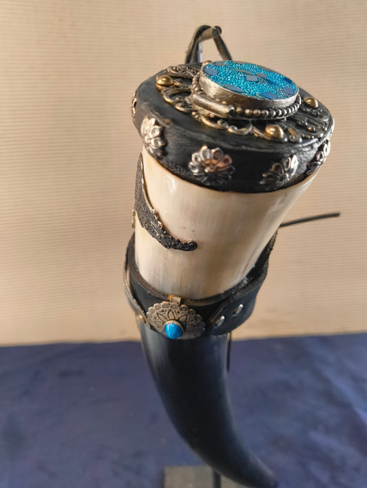Buffalo horn container for sacred herbs - Cherokee - Oklahoma - USA early 21st century.