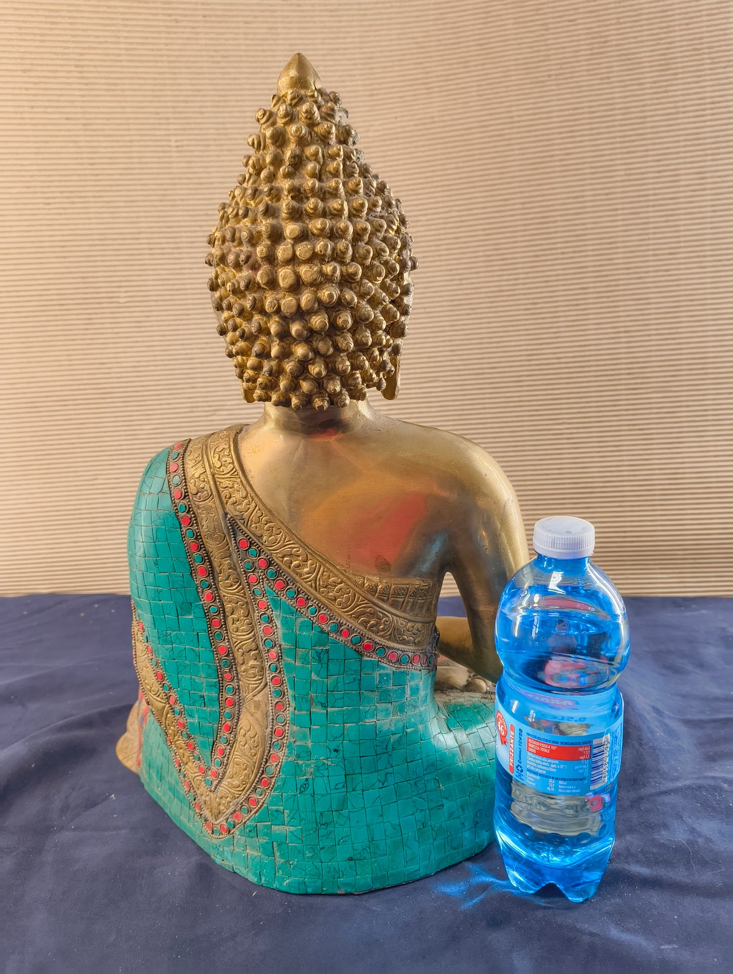 Buddha seduto in dhyanasana con ciotola per raccolta offerte - Ottone - Nepal - fine XX° sec.