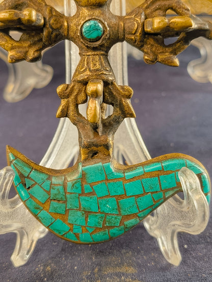 Doppio Vajra Kartika Vajrajogini - Tibet - fine XX° secolo Ottone - Turchese - Corallo