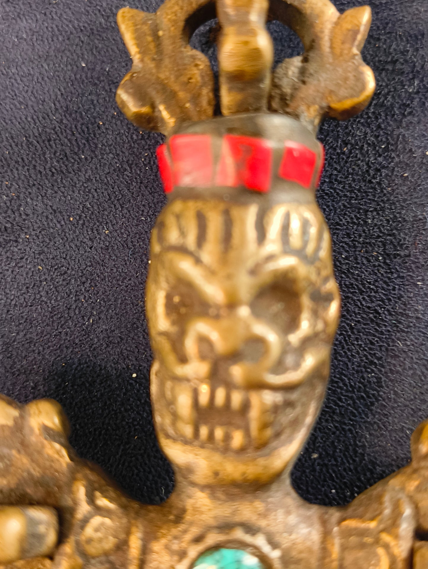 Doppio Vajra Kartika Vajrajogini - Tibet - fine XX° secolo Ottone - Turchese - Corallo