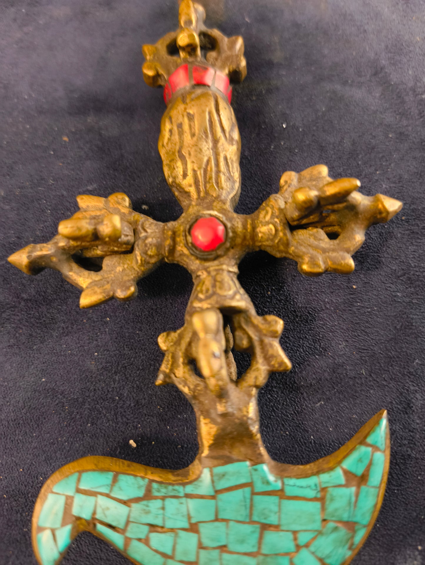 Doppio Vajra Kartika Vajrajogini - Tibet - fine XX° secolo Ottone - Turchese - Corallo