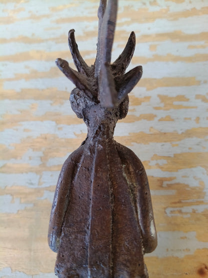 Scultura in bronzo figura antropomorfa con testa stellata – Arte Akan (Ghana, Costa d’Avorio)