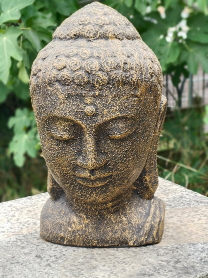 Testa Buddha - Polimerico, gesso, vetroresina, acrilici - Indonesia - 21° secolo