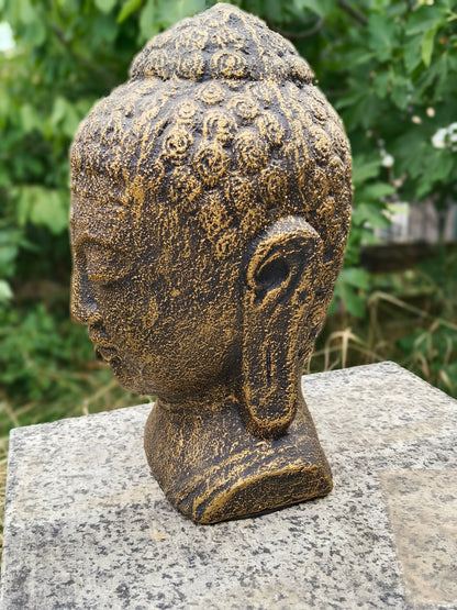 Testa Buddha - Polimerico, gesso, vetroresina, acrilici - Indonesia - 21° secolo