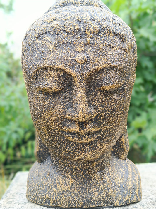 Testa Buddha - Polimerico, gesso, vetroresina, acrilici - Indonesia - 21° secolo