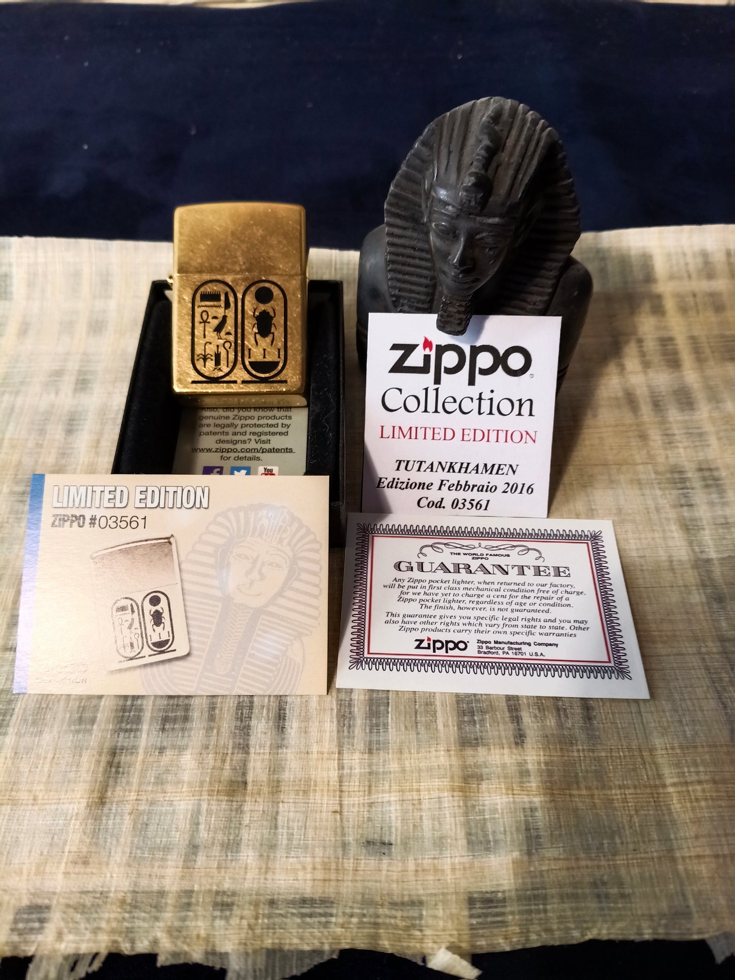 Accendino Zippo Tutamkhamen con statuetta faraone - U.S.A. -Egitto  -  2016