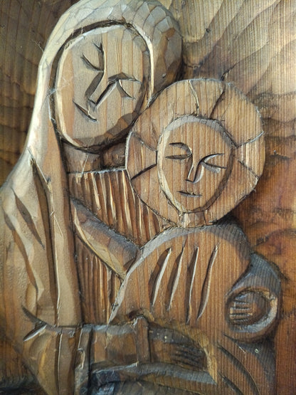 Icona trittico in legno Madonna di Kazan e due Santi - 1920/1930 - Francia del Nord