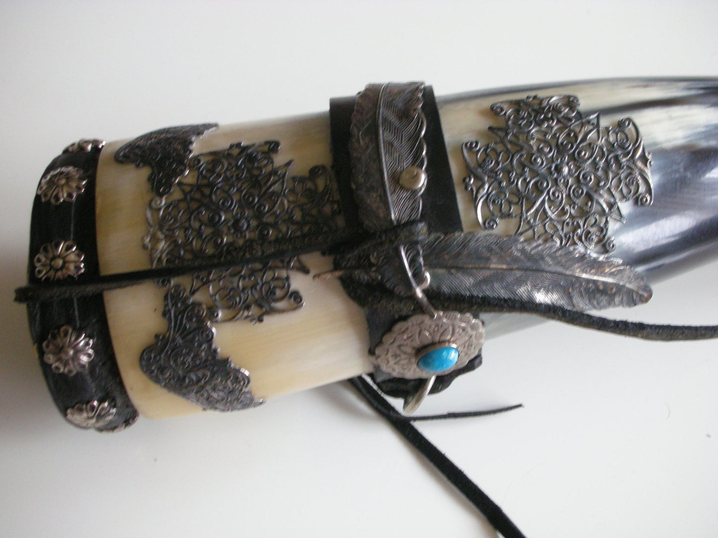 Buffalo horn container for sacred herbs - Cherokee - Oklahoma - USA early 21st century.